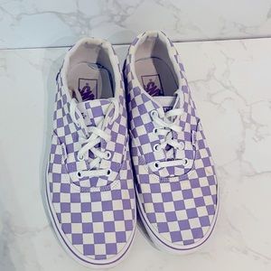 Vans purple and white check